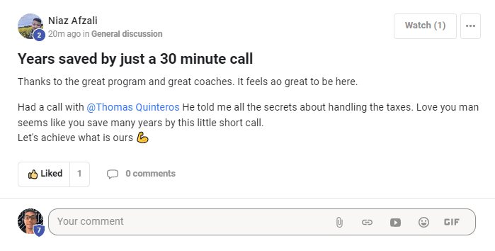 Niaz Afzali: years saved by just a 30 minute call — thanks to the great program and great coaches