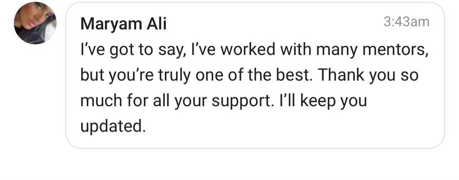 Maryam Ali testimonial about the program